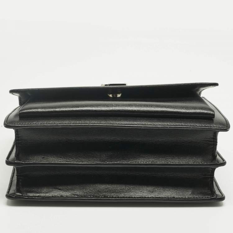 Pre Owned Saint Laurent Black Leather Medium Sunset Shoulder Bag