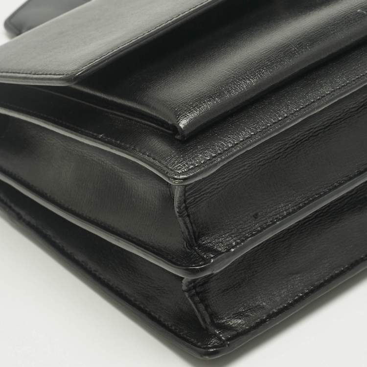 Pre Owned Saint Laurent Black Leather Medium Sunset Shoulder Bag