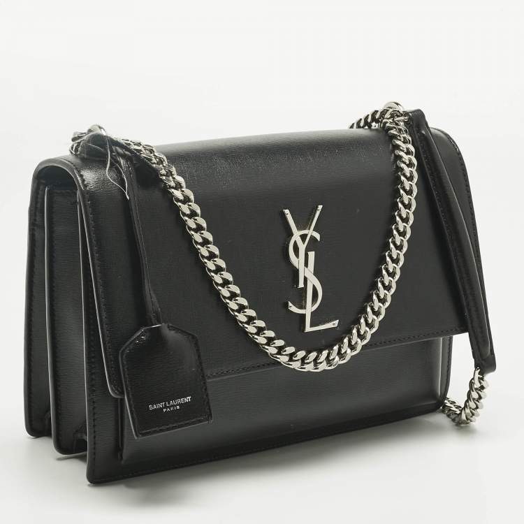 Pre Owned Saint Laurent Black Leather Medium Sunset Shoulder Bag