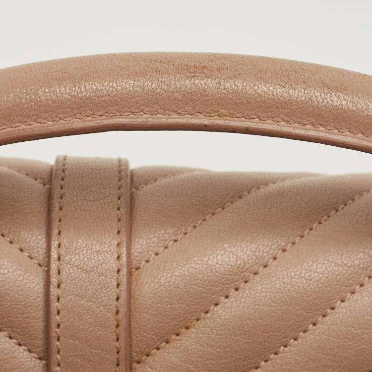 Pre Owned Saint Laurent Rose Poudre Matelassé Leather Medium College Top Handle Bag
