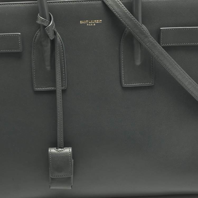 Pre Owned Saint Laurent Dark Grey Leather Small Classic Sac De Jour Tote