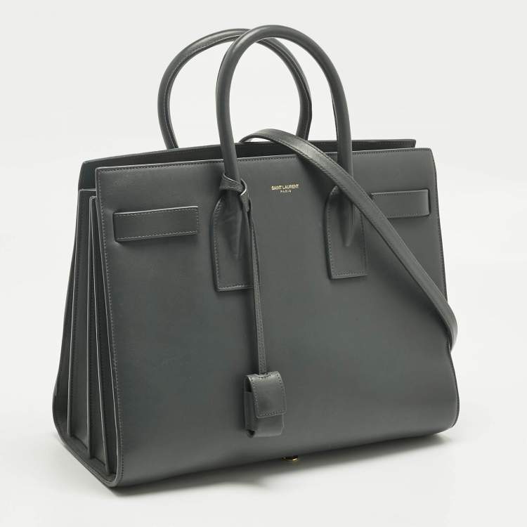 Pre Owned Saint Laurent Dark Grey Leather Small Classic Sac De Jour Tote
