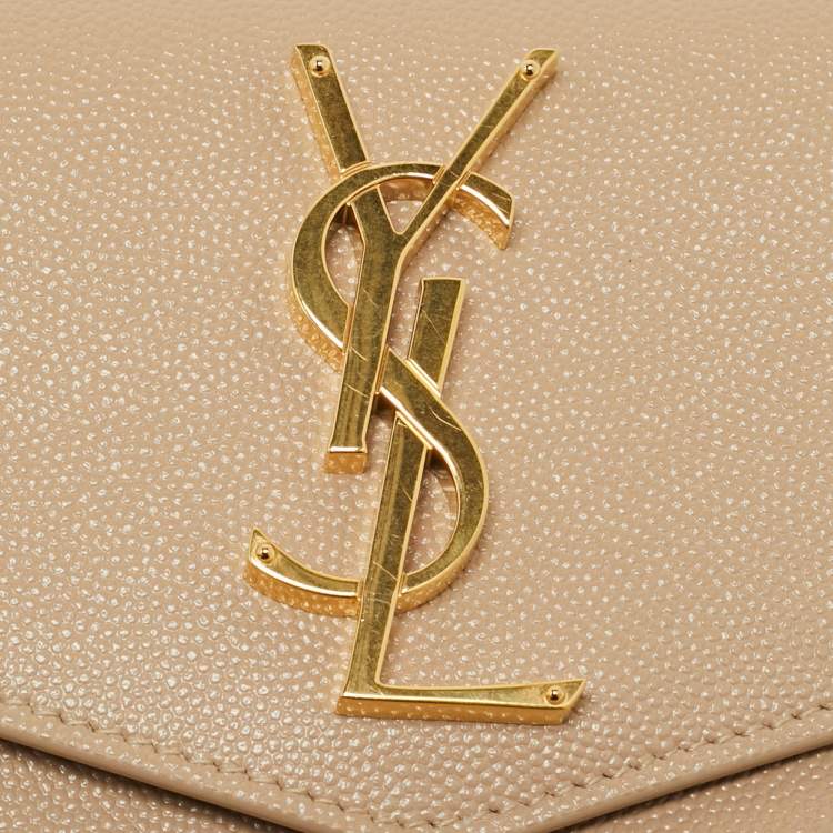 مملوكة مسبقًا Saint Laurent Beige Leather Uptown Clutch