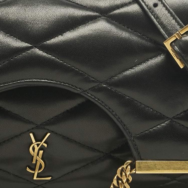 Pre Owned Saint Laurent Black Quilted Leather 87 Frame Fold Over Shoulder Bag