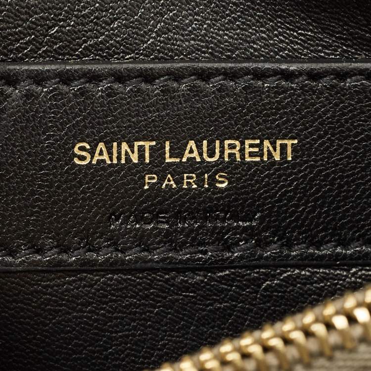 Pre Owned Saint Laurent Pale Green Matelassé Leather Medium College Top Handle Bag