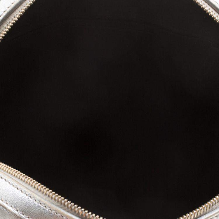 Pre Owned Yves Saint Laurent Silver Leather Medium Muse Satchel
