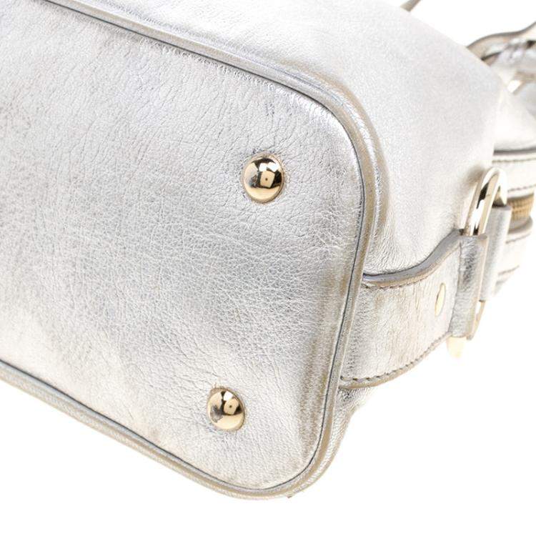 Pre Owned Yves Saint Laurent Silver Leather Medium Muse Satchel