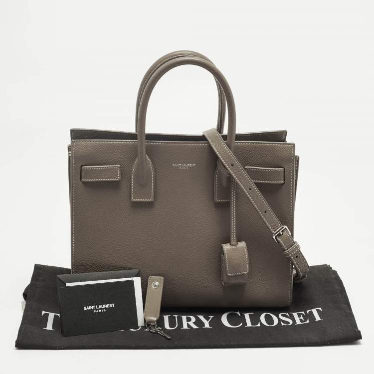 Pre Owned Saint Laurent Dark Beige Leather Baby Classic Sac De Jour Tote