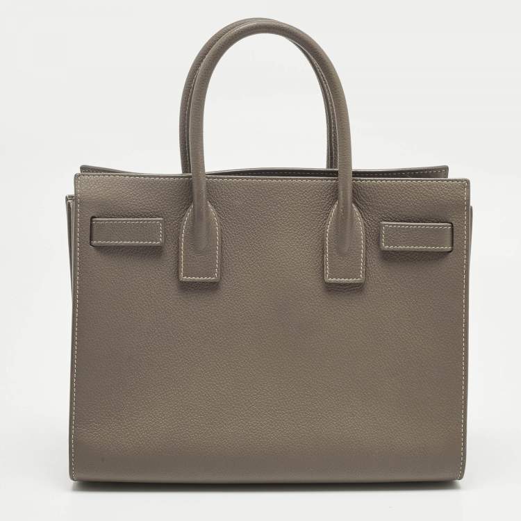 Pre Owned Saint Laurent Dark Beige Leather Baby Classic Sac De Jour Tote