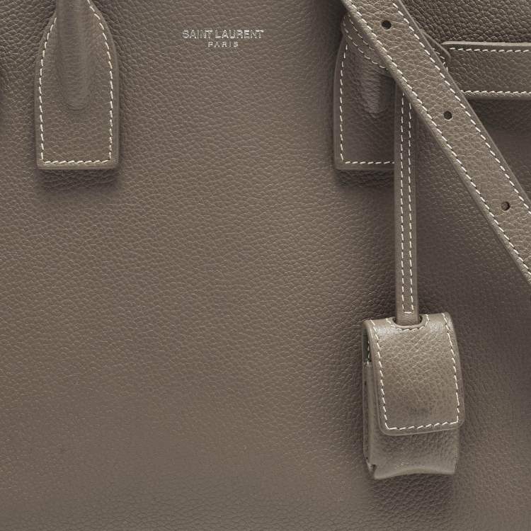 Pre Owned Saint Laurent Dark Beige Leather Baby Classic Sac De Jour Tote