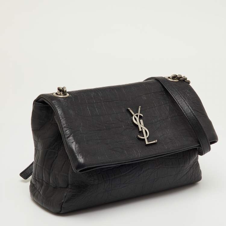 Pre Owned Saint Laurent Black Leather Niki Medium Flap Shoulder Bag