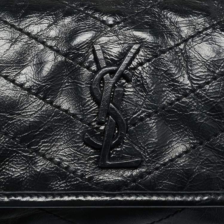 Pre Owned Saint Laurent Black Matelassé Leather Baby Niki Chain Shoulder Bag