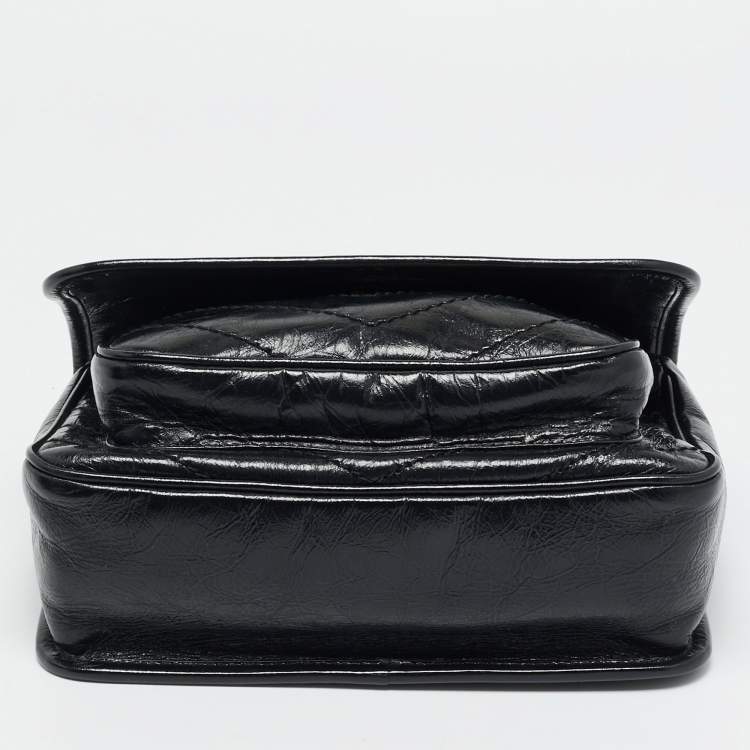 Pre Owned Saint Laurent Black Matelassé Leather Baby Niki Chain Shoulder Bag