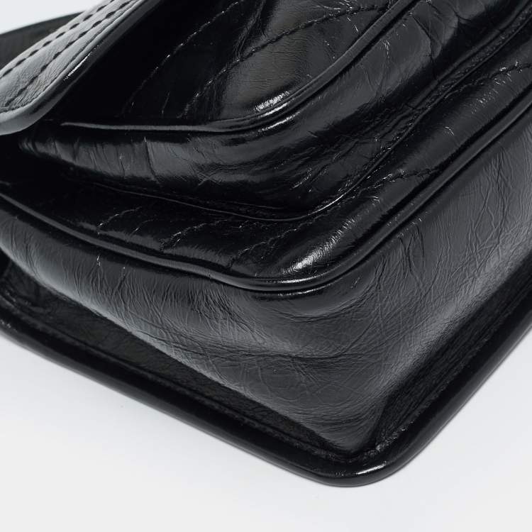 Pre Owned Saint Laurent Black Matelassé Leather Baby Niki Chain Shoulder Bag