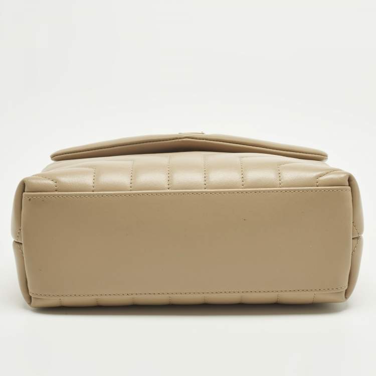 Pre Owned Saint Laurent Beige Matelassé Leather Small Loulou Shoulder Bag