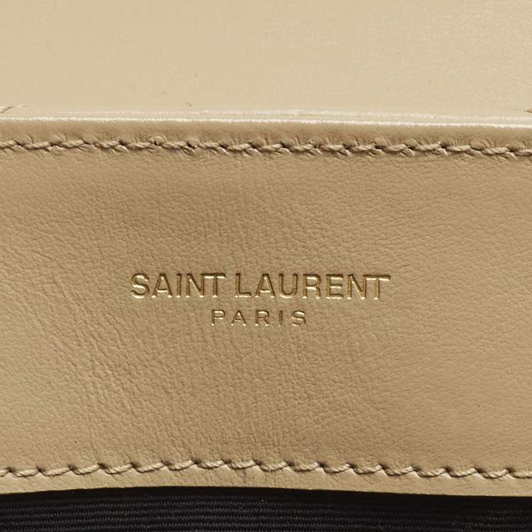 Pre Owned Saint Laurent Beige Matelassé Leather Small Loulou Shoulder Bag