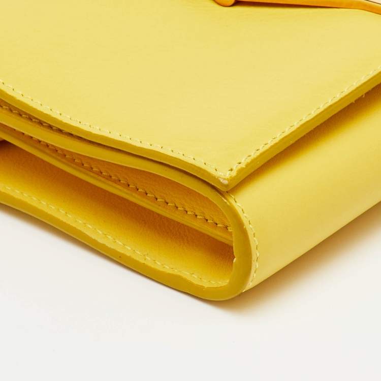 Pre Owned Saint Laurent Yellow Leather Mini Chyc Chain Crossbody Bag