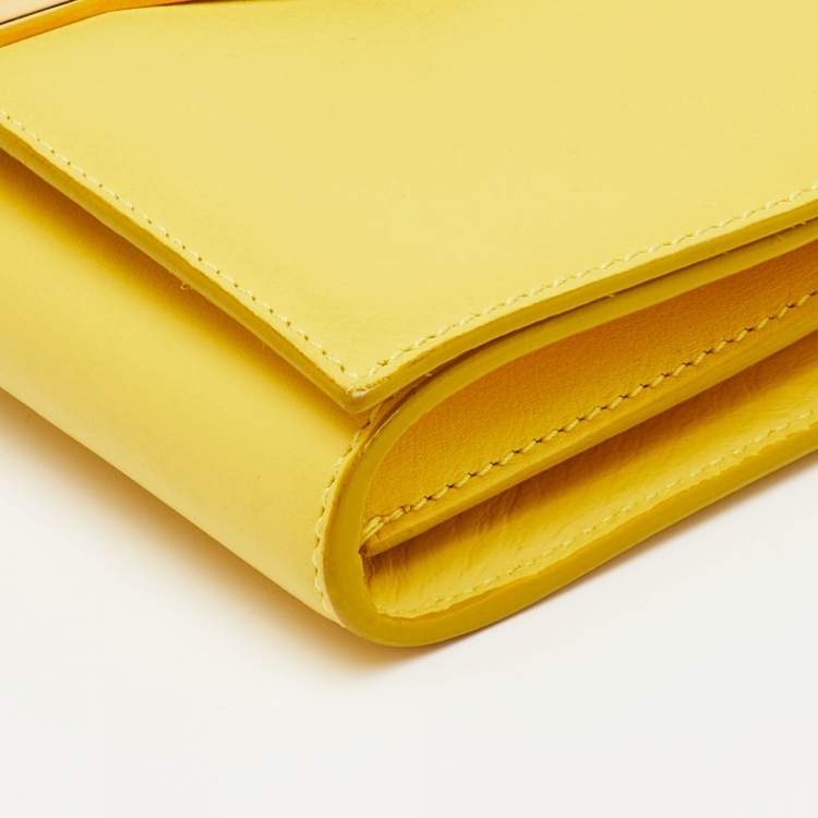 Pre Owned Saint Laurent Yellow Leather Mini Chyc Chain Crossbody Bag