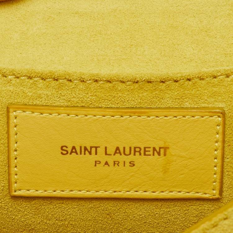 Pre Owned Saint Laurent Yellow Leather Mini Chyc Chain Crossbody Bag