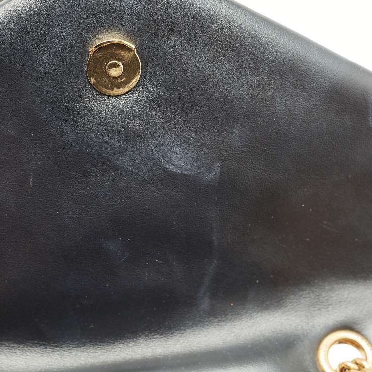 Pre Owned Saint Laurent Black Matelassé Leather Medium Loulou Shoulder Bag