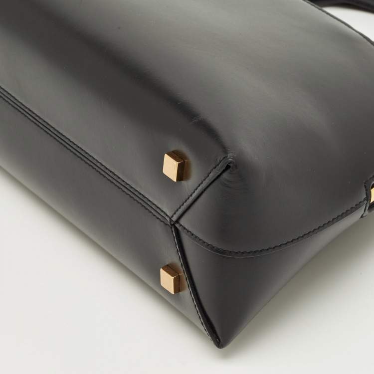 Pre Owned Saint Laurent Sac De Jour Duffle Small Black Leather Satchel