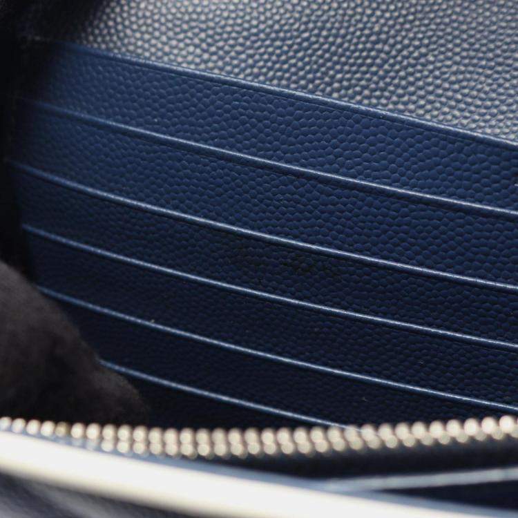 Pre Owned Saint Laurent Paris Cassandra Classic Shoulder Bag Leather Blue And White