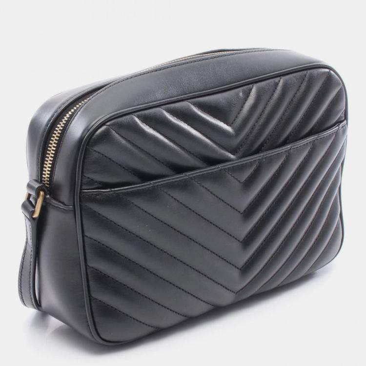 Pre Owned Saint Laurent Paris Lou Monogram Camera Bag/Shoulder Bag Leather Black