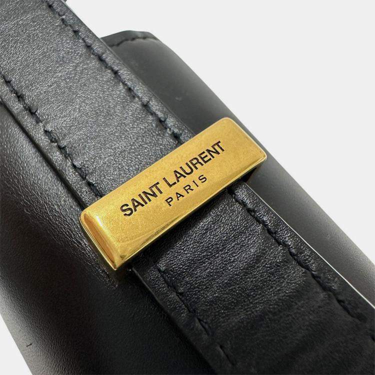 مملوكة مسبقًا Saint Laurent Cassandra Logo Satchel Shoulder Bag In Black Leather With An Accordion Flap.