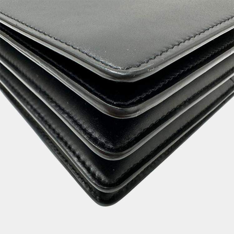 مملوكة مسبقًا Saint Laurent Cassandra Logo Satchel Shoulder Bag In Black Leather With An Accordion Flap.