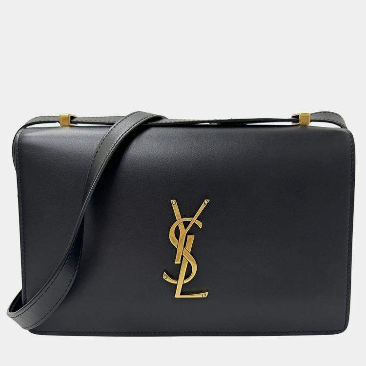 مملوكة مسبقًا Saint Laurent Cassandra Logo Satchel Shoulder Bag In Black Leather With An Accordion Flap.