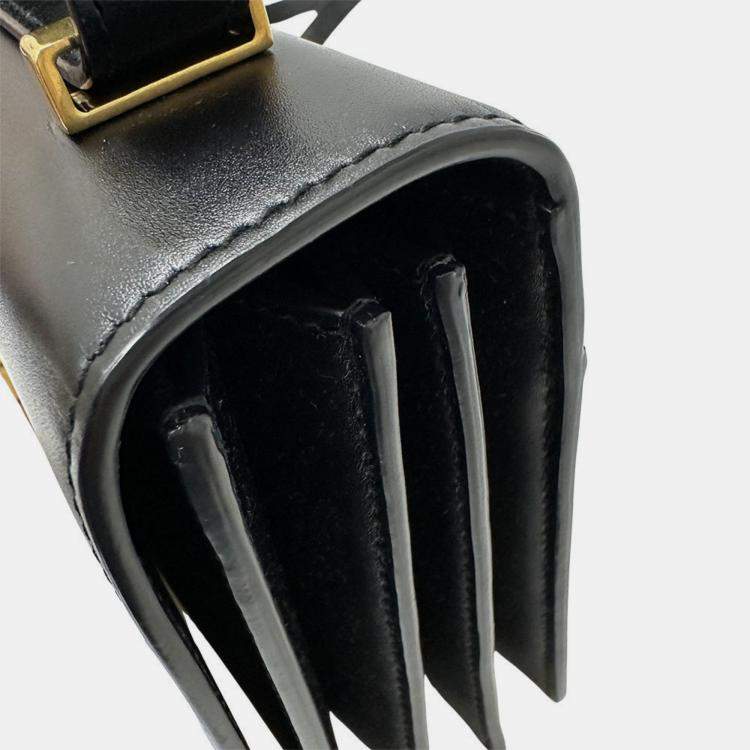 مملوكة مسبقًا Saint Laurent Cassandra Logo Satchel Shoulder Bag In Black Leather With An Accordion Flap.