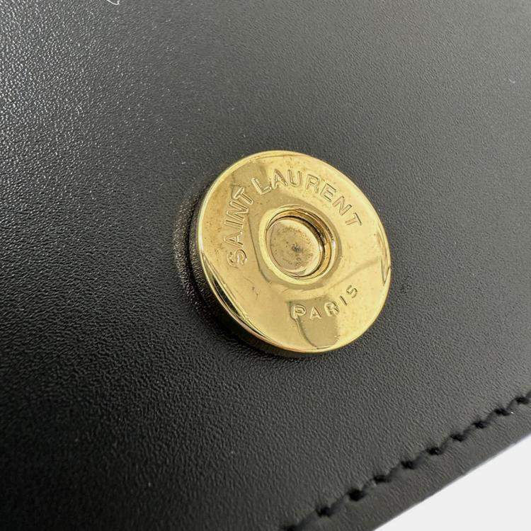 مملوكة مسبقًا Saint Laurent Cassandra Logo Satchel Shoulder Bag In Black Leather With An Accordion Flap.