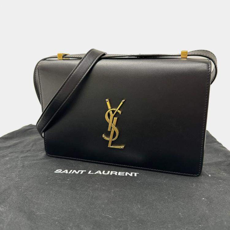 مملوكة مسبقًا Saint Laurent Cassandra Logo Satchel Shoulder Bag In Black Leather With An Accordion Flap.