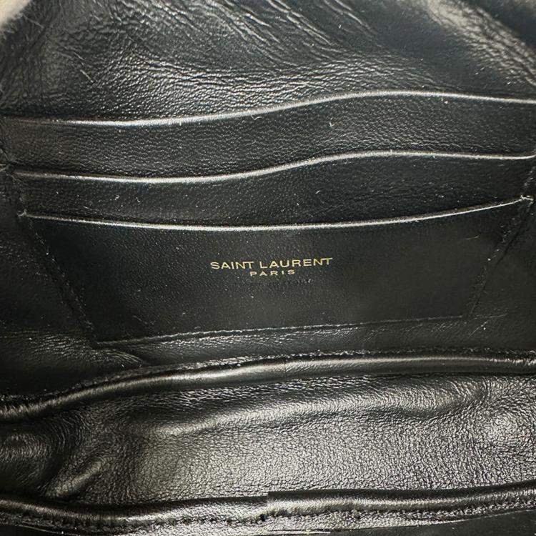 Pre Owned Saint Laurent Lou Shoulder Bag In White Leather With Tassel Small Mini