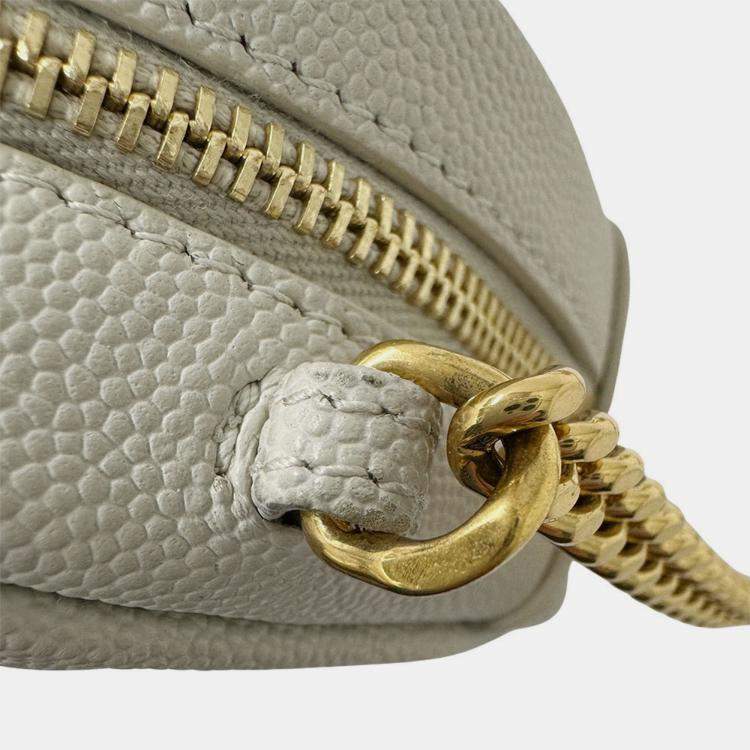 Pre Owned Saint Laurent Lou Shoulder Bag In White Leather With Tassel Small Mini