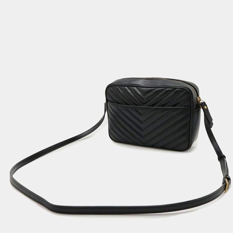 مملوكة مسبقًا Saint Laurent Paris Ysl Lou Camera Bag Shoulder Black Leather