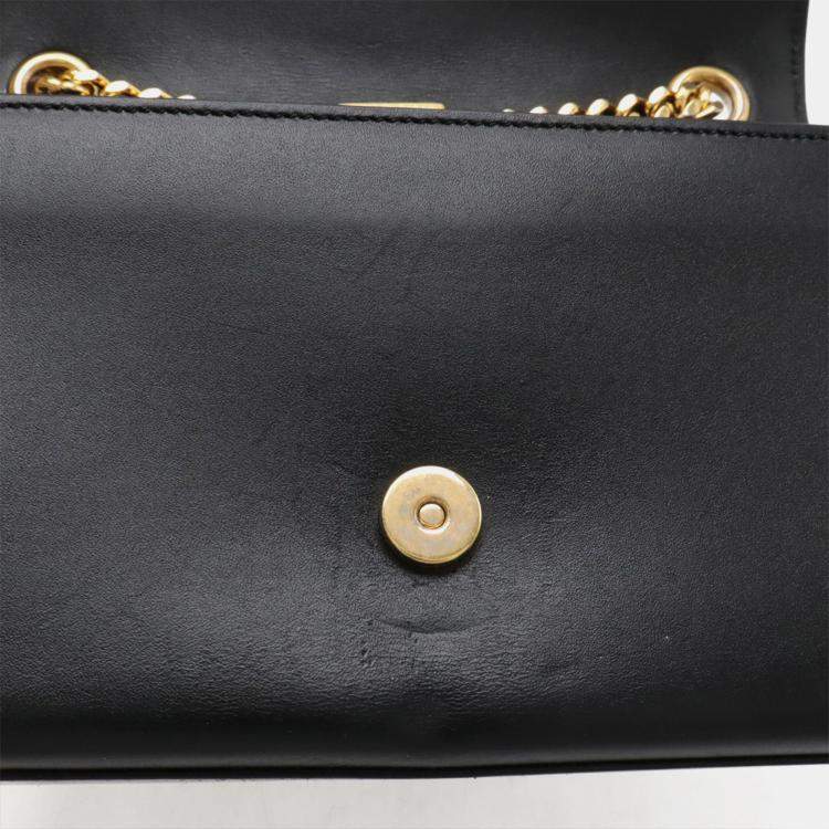 Pre Owned Saint Laurent Paris Ysl Kate Monogram Chain Shoulder Bag In Black Leather