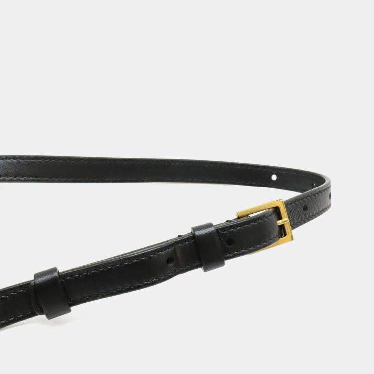 Pre Owned Saint Laurent Paris Ysl V-Stitched Quilted Leather Shoulder Bag In Black