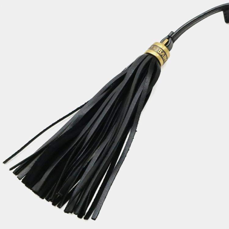 Pre Owned Saint Laurent Paris Ysl V-Stitched Quilted Leather Shoulder Bag In Black