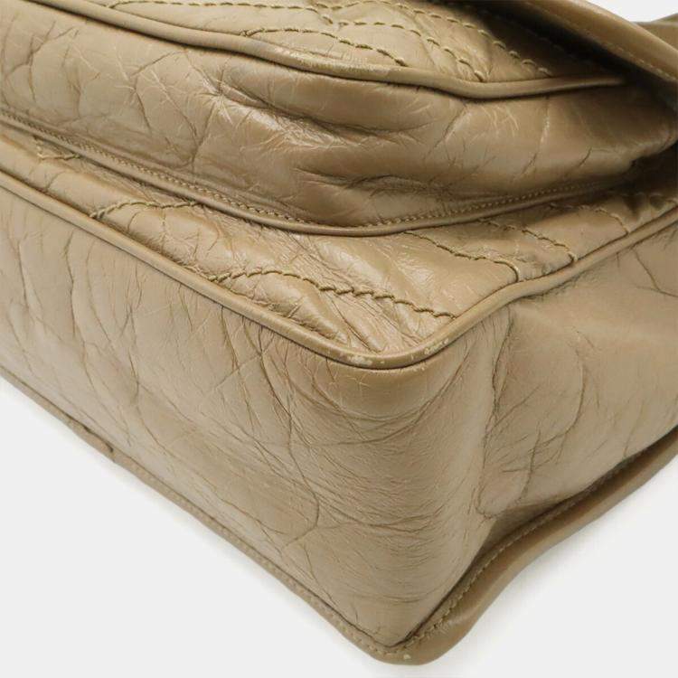 مملوكة مسبقًا Saint Laurent Paris Ysl Niki Medium Chain Shoulder Bag With V-Stitching In Beige Leather