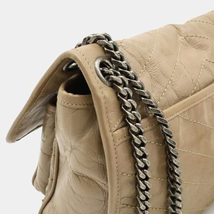 مملوكة مسبقًا Saint Laurent Paris Ysl Niki Medium Chain Shoulder Bag With V-Stitching In Beige Leather