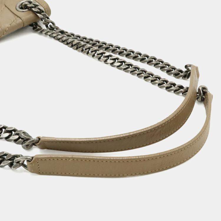 مملوكة مسبقًا Saint Laurent Paris Ysl Niki Medium Chain Shoulder Bag With V-Stitching In Beige Leather