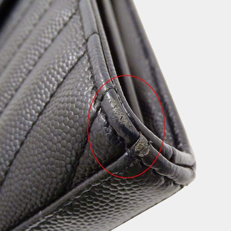 مملوكة مسبقًا Saint Laurent Shoulder Wallet Grain De Poudre Leather Cassandra Classic Chain Black