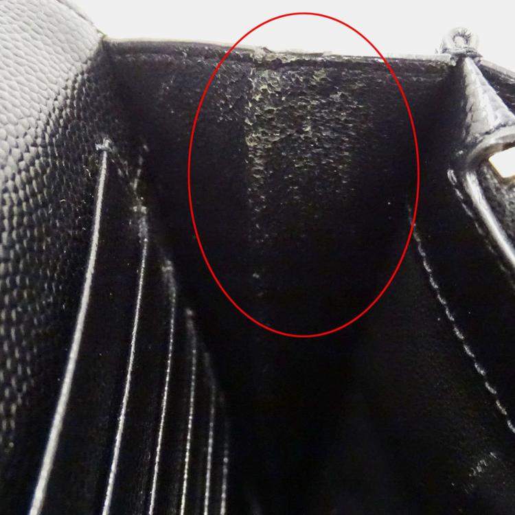 مملوكة مسبقًا Saint Laurent Shoulder Wallet Grain De Poudre Leather Cassandra Classic Chain Black