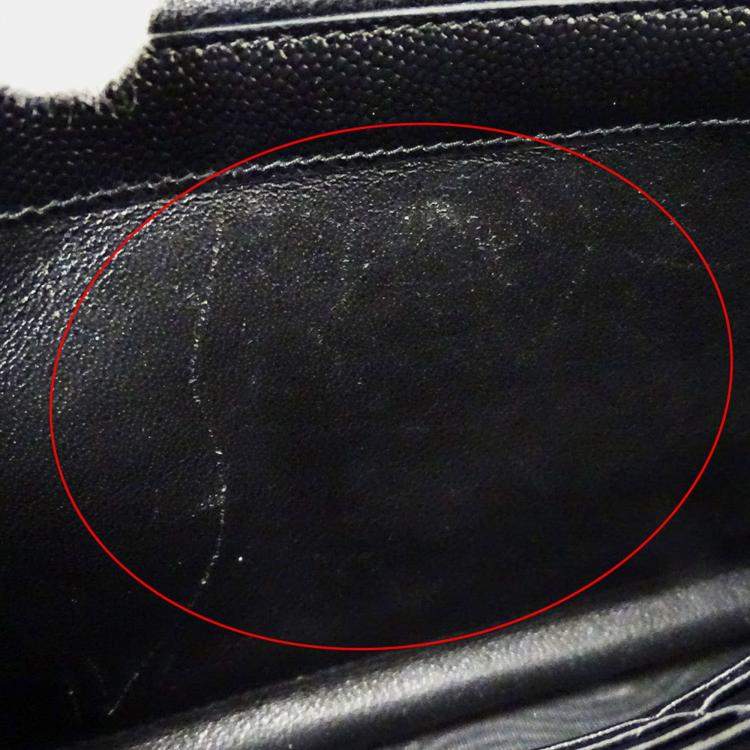 مملوكة مسبقًا Saint Laurent Shoulder Wallet Grain De Poudre Leather Cassandra Classic Chain Black