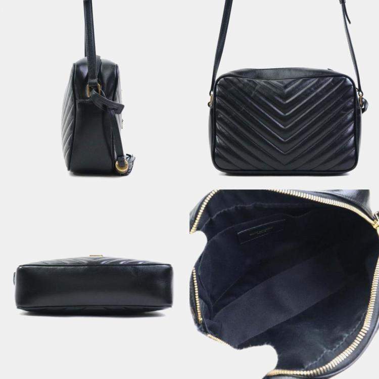 Pre Owned Saint Laurent Lou Shoulder Bag In Black And Gold