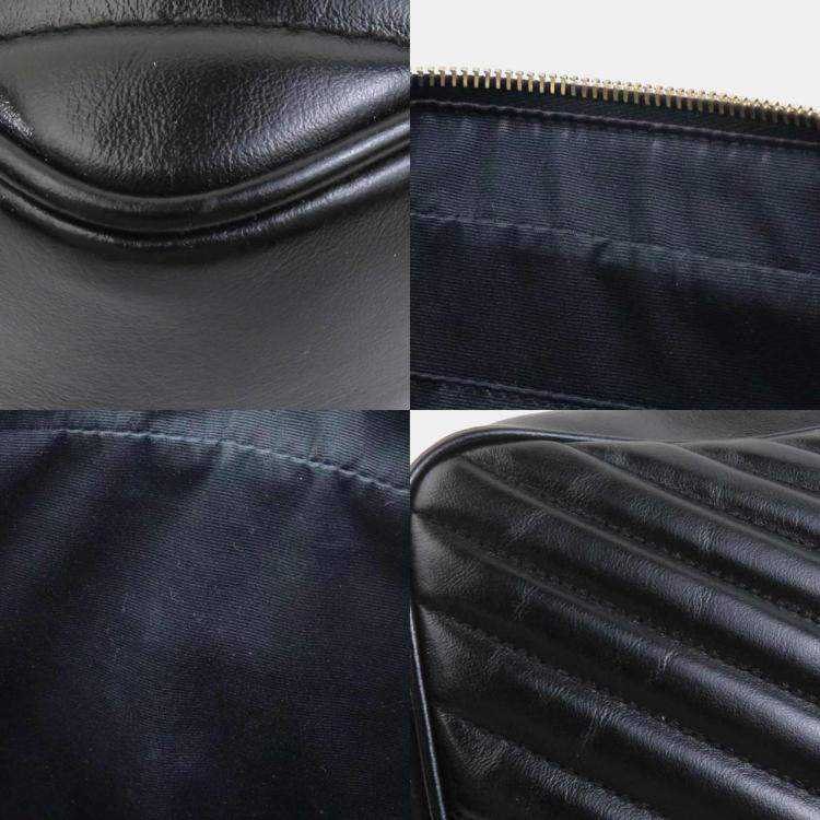 Pre Owned Saint Laurent Lou Shoulder Bag In Black And Gold