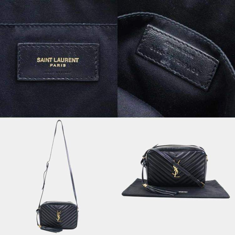 Pre Owned Saint Laurent Lou Shoulder Bag In Black And Gold