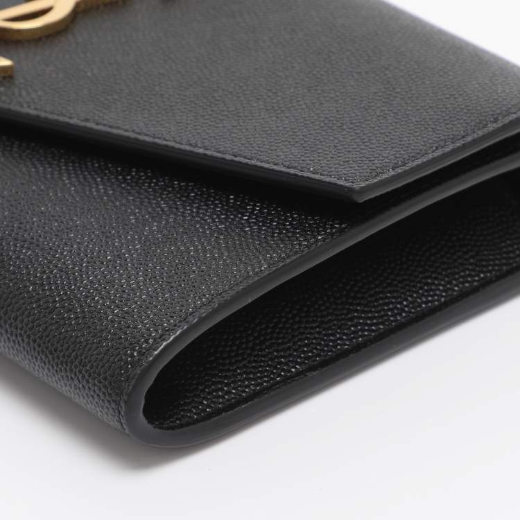 Pre Owned Saint Laurent Uptown Black Leather Wallet On Chain