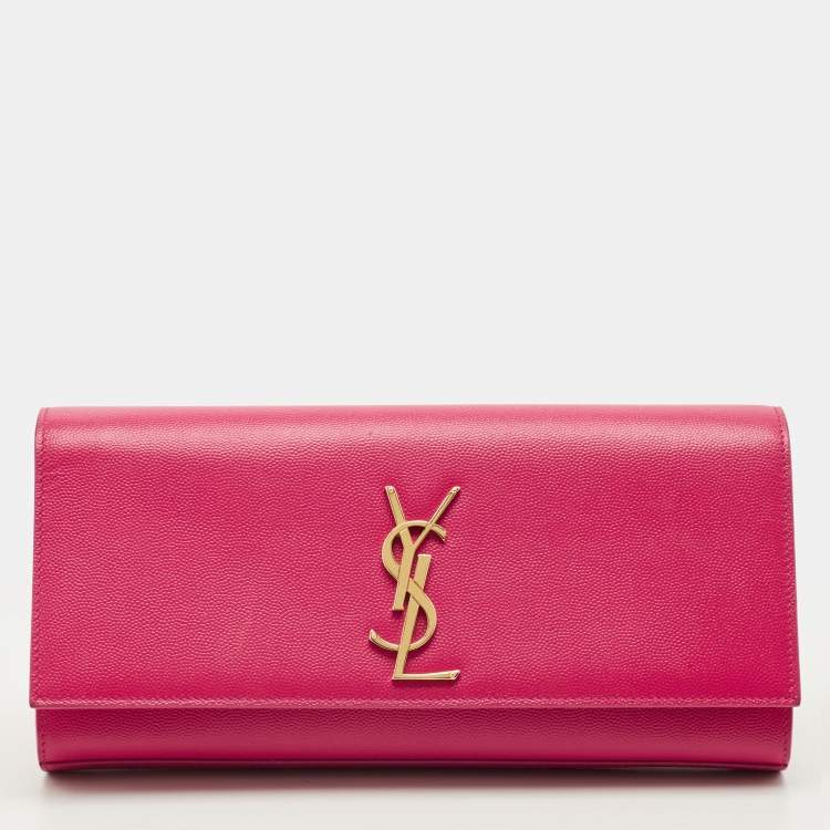 مملوكة مسبقًا Saint Laurent Cassandre Fuchsia Leather Clutch